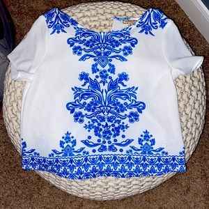 White and Blue Crop Top NWOT